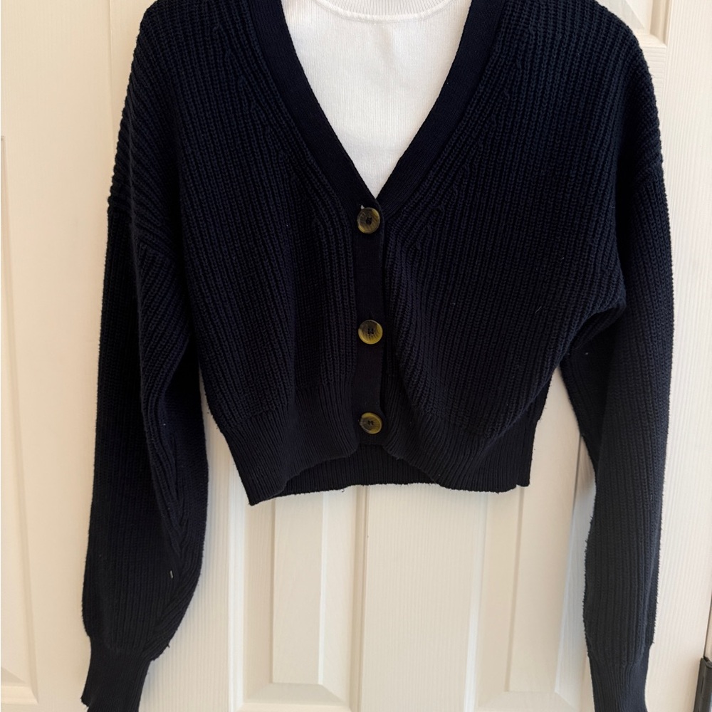 Urban Outfitters Black Ribbed Cardigan Sweater S